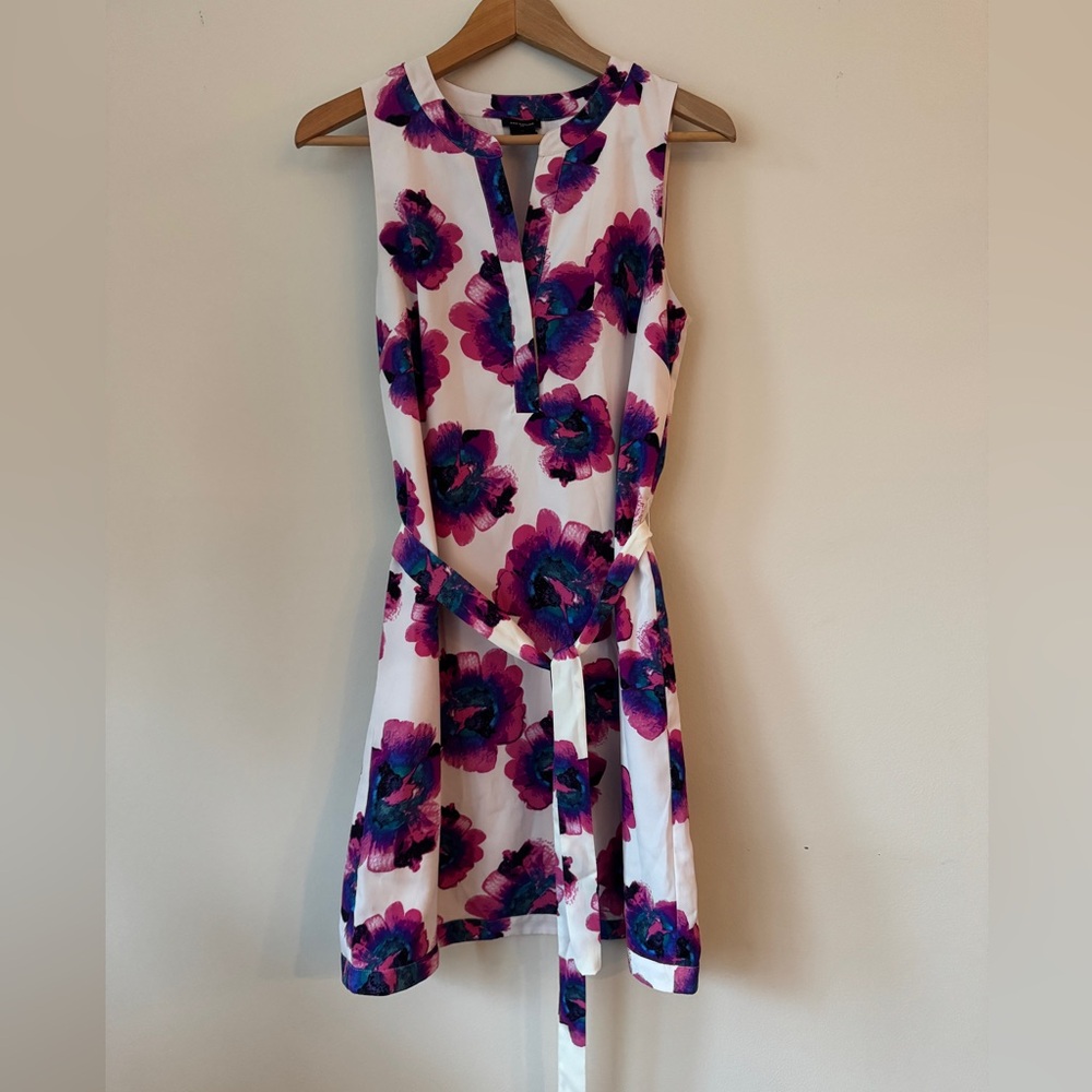 Ann Taylor Purple / Blue Floral Sleeveless Shirtdress - Size S